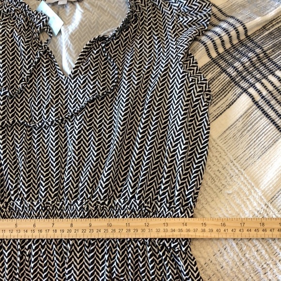 NWT LOFT Womens Dress Sz LP herringbone Smocked Waist Flutter Sleeve Business - Picture 7 of 8